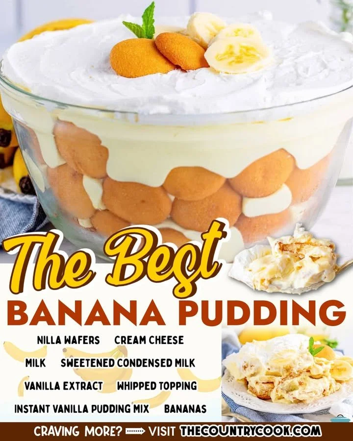 The Best Banana Pudding Delicious homemade banana pudding in a bowl with fresh bananas and whipped cream