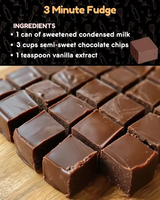 Quick and easy 3 Minute Fudge recipe with rich chocolate flavor