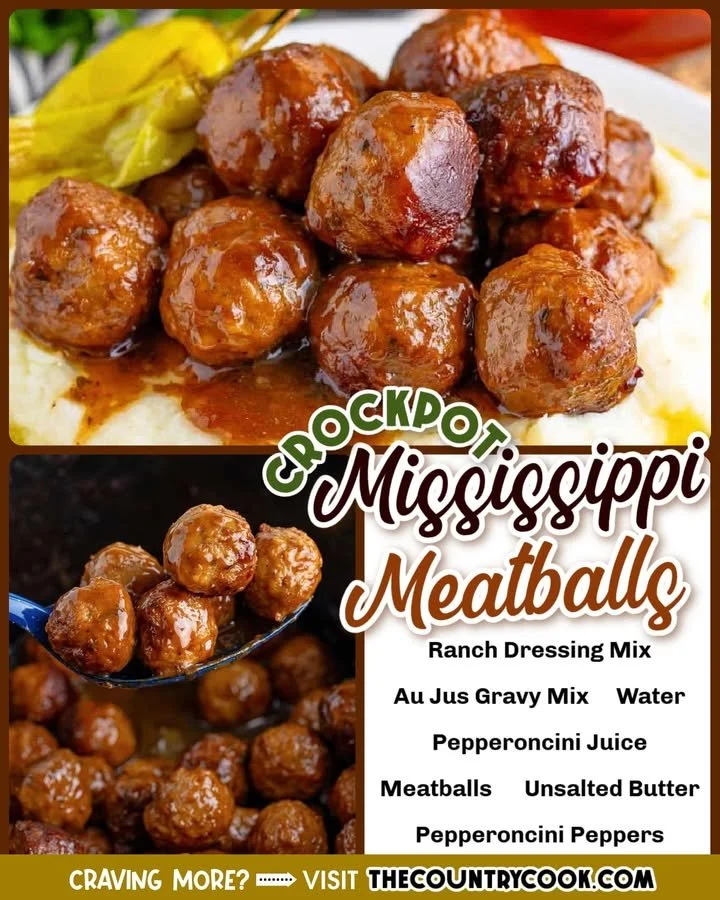 Crock Pot Mississippi Meatballs Crock Pot Mississippi Meatballs served with green onions and sauce