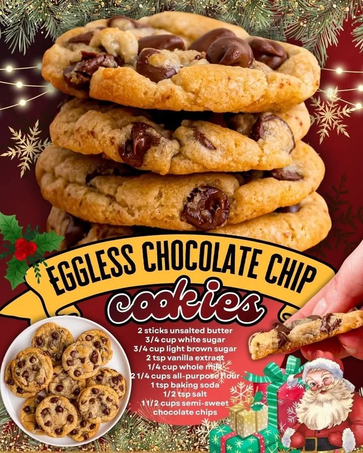 Eggless chocolate chip cookies on a cooling rack