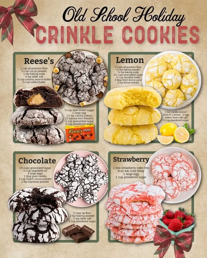 Old School Holiday Crinkle Cookies - fudgy, festive, and delicious