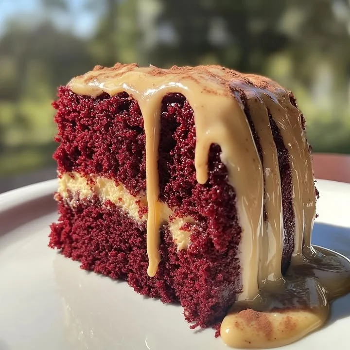 Red Velvet Honeybun Cake with cinnamon cream cheese icing