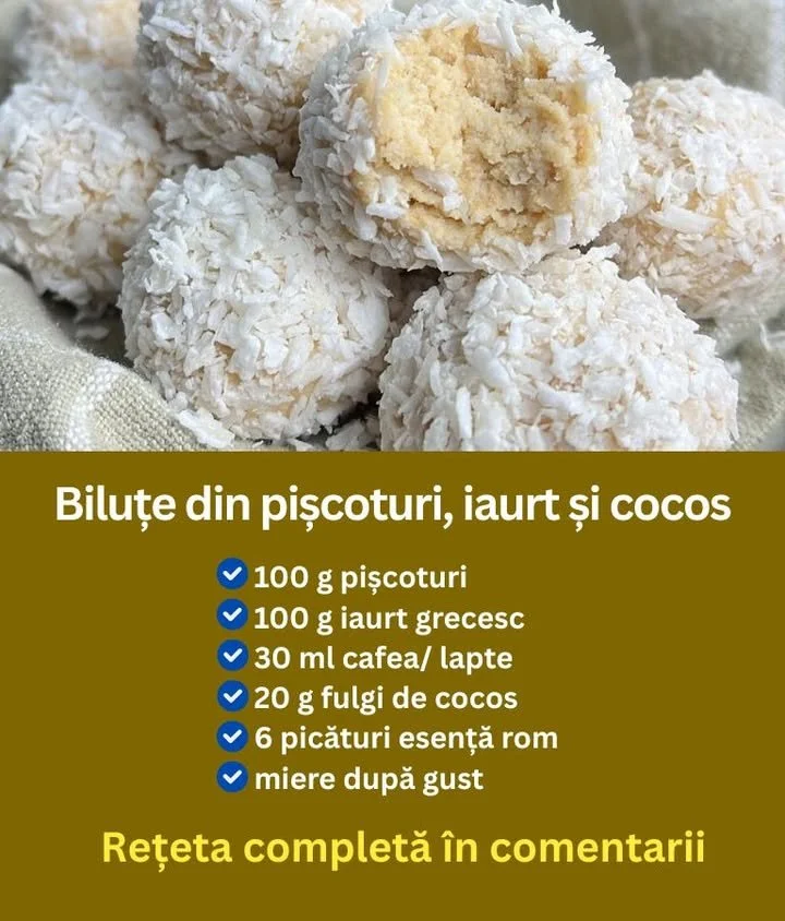 Bilute cu iaurt, cocos și piscoturi - rețetă delicioasă