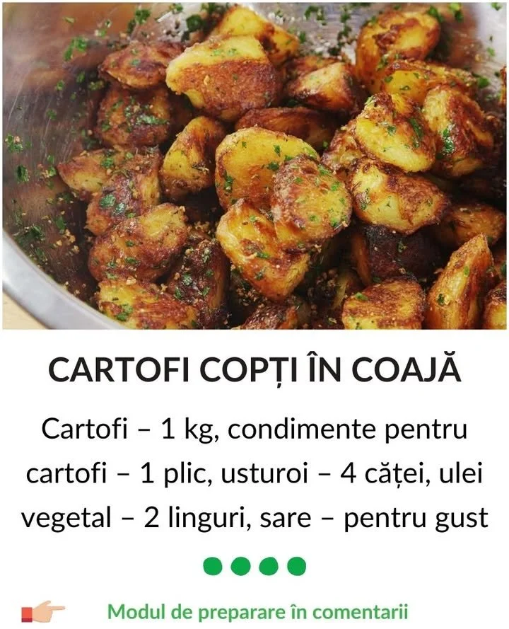 Cartofi copți în coajă, un preparat delicios și sănătos.