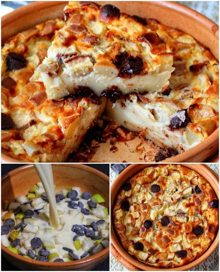 Clafoutis cu ciocolată și pere