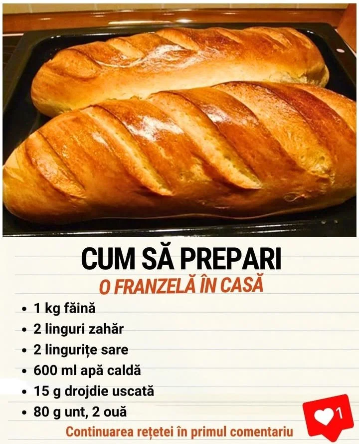 Franzelă proaspăt coaptă, preparată acasă cu ingrediente simple
