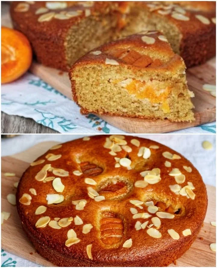 Prăjitură cu caise și migdale Prăjitură cu caise și migdale proaspete, deliciu de sezon