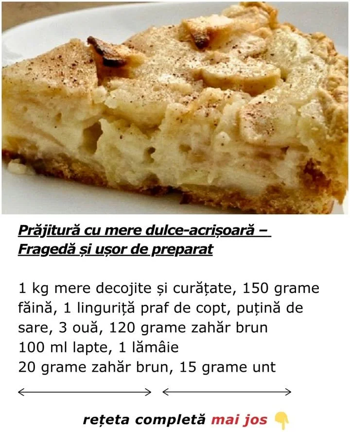 Prăjitură cu mere proaspete și aromate, servită pe un platou elegant.