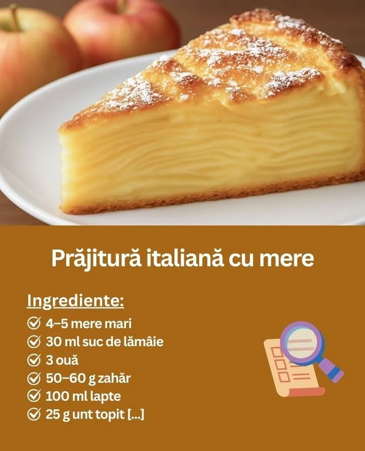 Prajitura cu mere delicată și parfumată Prajitura cu mere delicată și parfumată, servită pe un platou frumos.