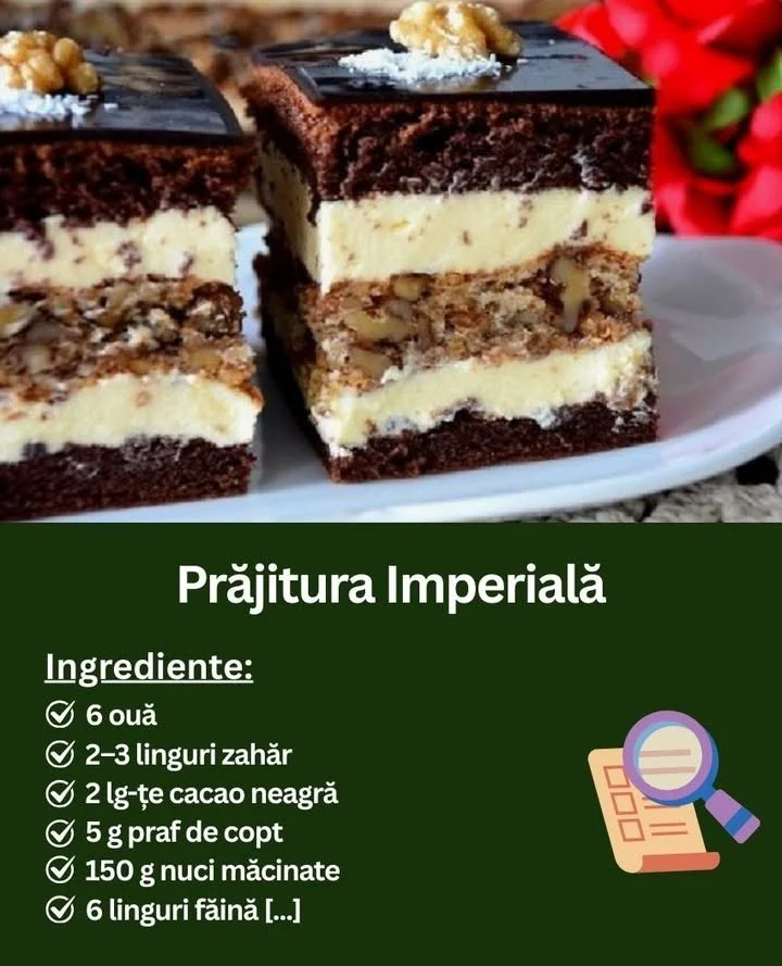 Prăjitura Imperială - desert rafinat și delicios, perfect pentru sărbători.