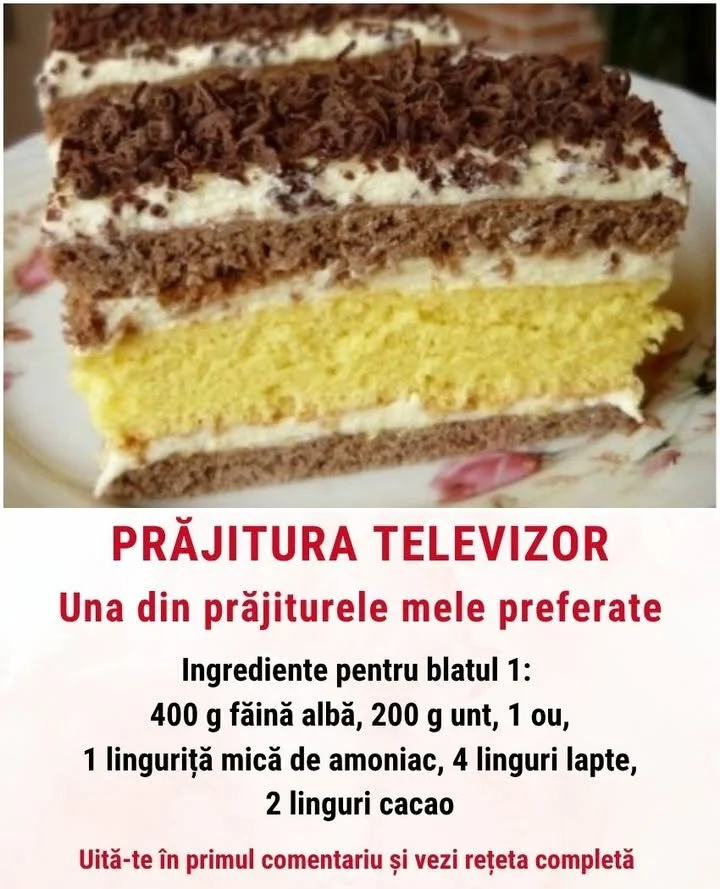 Prăjitura Televizor cu straturi de cremă și ciocolată, desert delicios