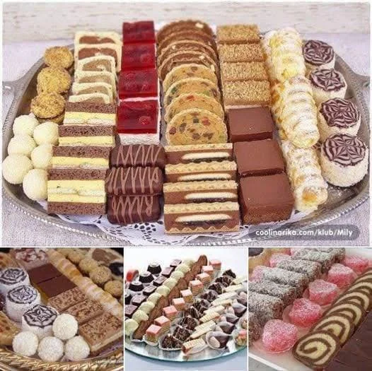 Prajituri mici delicioase de sărbătoare, necoapte, pe un platou elegant